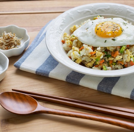 Asian food Vegetable egg fried riceの写真素材