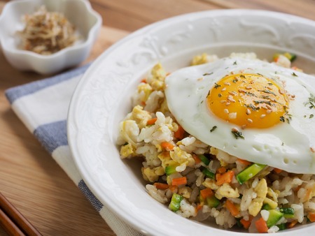 Asian food Vegetable egg fried riceの写真素材