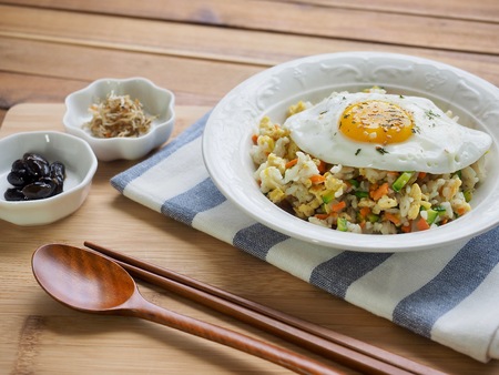 Asian food Vegetable egg fried riceの写真素材