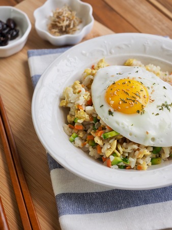 Asian food Vegetable egg fried riceの写真素材