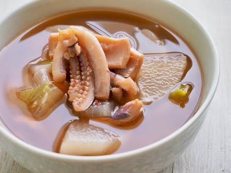 Asian food Squid and Radish Soup, ojingeo mu gukの写真素材