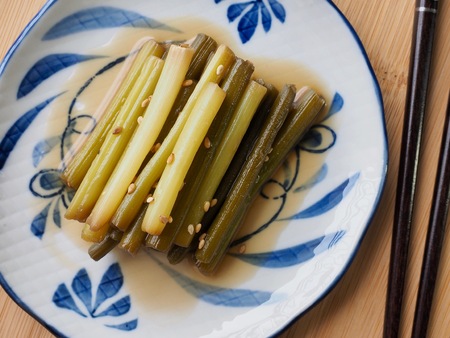 Korean food garlic stalk Simmered soy sauceの写真素材