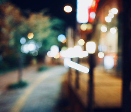 City center night street bokeh, missed focus