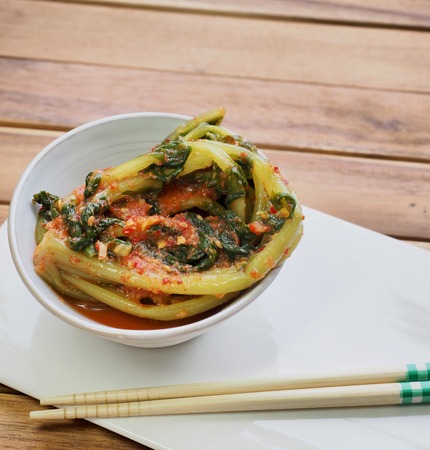 Korean food young radish kimchiの写真素材