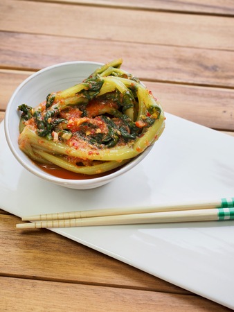 Korean food young radish kimchiの写真素材