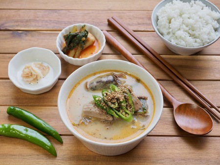 Korean food Sundae soup, sundae gukbapの写真素材