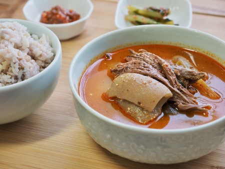 Korean food Goat soupの写真素材
