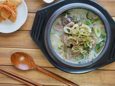 Korean food Sundae soup, sundae gukbapの写真素材