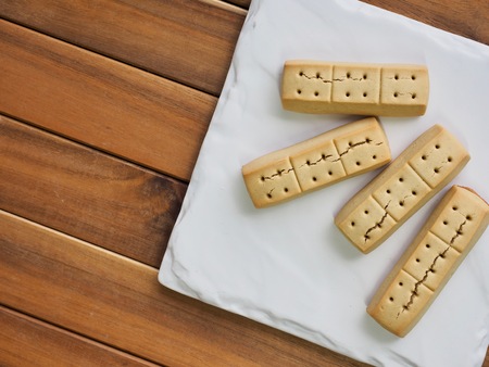 Short bread in a white dishの写真素材