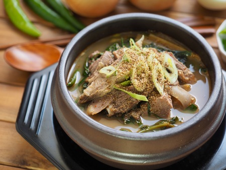 Korean food Goat soupの写真素材