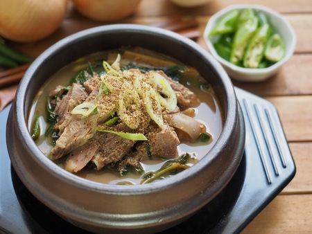 Korean food Goat soupの写真素材