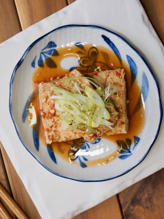 Asian food Tofu simmered in soy sauce, Dubu-jorim, Stewed tofu, Braised Tofuの写真素材