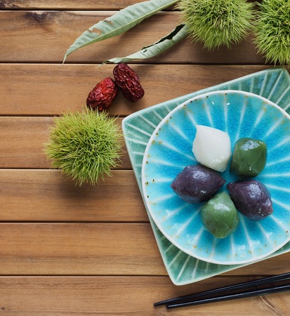 Korean food Songpyeon, half-moon-shaped rice cakeの写真素材