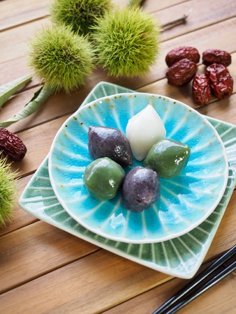 Korean food Songpyeon, half-moon-shaped rice cakeの写真素材