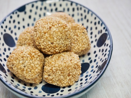 Asian food Sesame glutinous rice cakeの写真素材