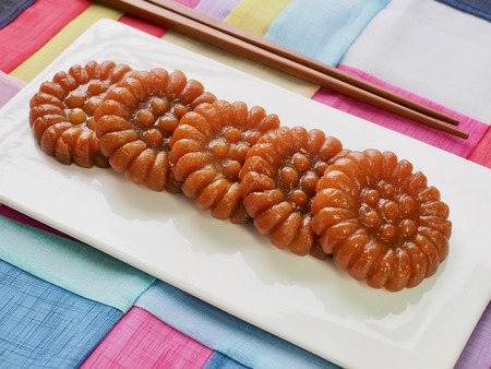 Korean traditional sweets Yakgwa, Honey Cookieの写真素材