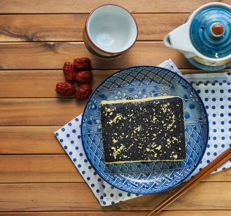 Asian food Black sesame glutinous rice cake