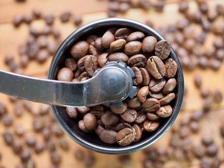 Coffee beans and handmill
