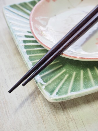 Porcelain bowls and chopsticksの写真素材