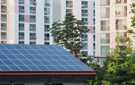 House roof with solar panel in Korea