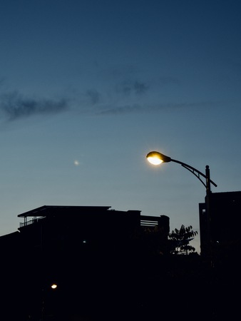 South Korea Street lamp at duskの写真素材