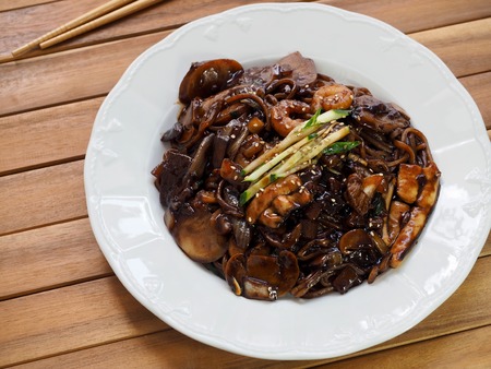 Korean food Seafood jajangmyeonの写真素材