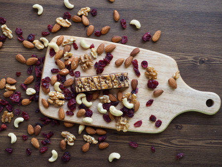 Chocolate bar and nutsの写真素材