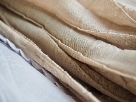 Black, brown, beige, gray autumn scarfの写真素材