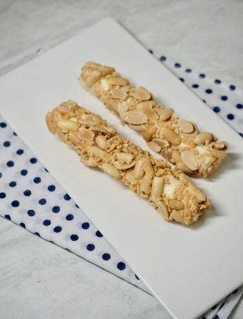 Korean food rice peanuts stick taffyの写真素材