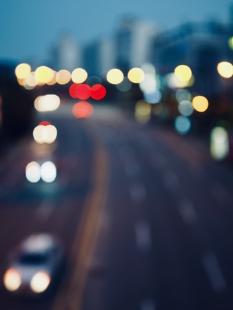 City center night street bokeh, missed focusの写真素材