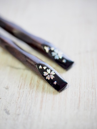 Asian style wooden chopsticksの写真素材