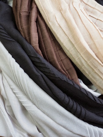 Black, brown, beige, gray autumn scarfの写真素材