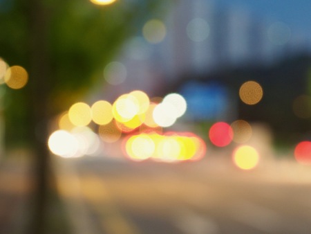 City center night street bokeh, missed focusの写真素材