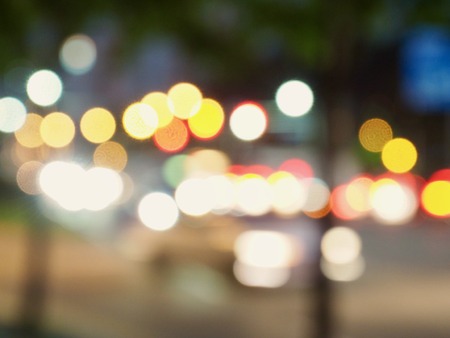City center night street bokeh, missed focusの写真素材