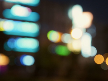 City center night street bokeh, missed focusの写真素材