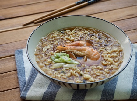 Asian food shrimp ramenの写真素材