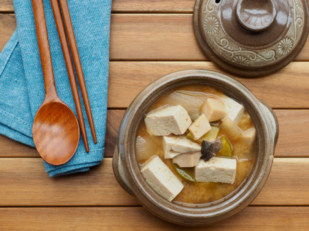 Korean food Soybean Paste Stew, miso soupの写真素材