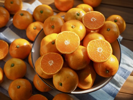 Fresh Korean fruit Jeju citrus, mandarin, tangerineの写真素材