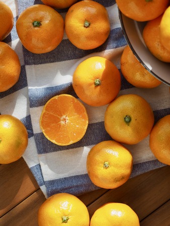 Fresh Korean fruit Jeju citrus, mandarin, tangerineの写真素材
