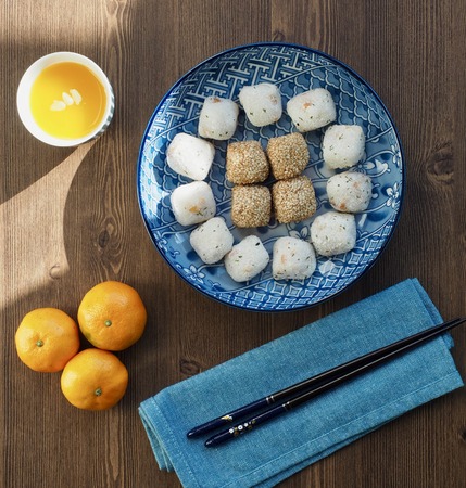 Asian food Sesame glutinous rice cakeの写真素材