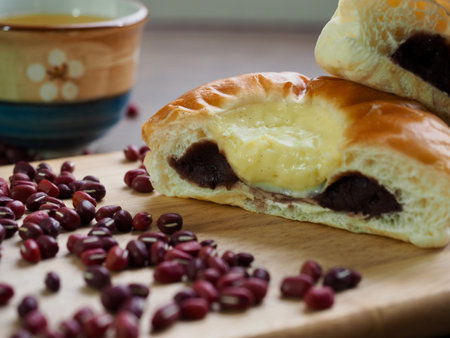 cream red bean bread and small beans, azuki
