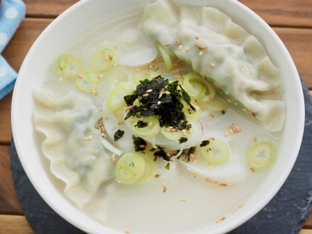 Korean traditional food Sliced ??Rice Cake Soup, Tteok and dumpling soup