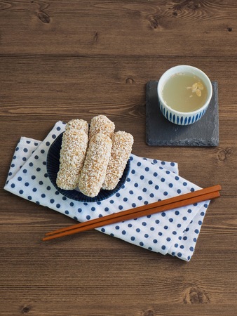 Korean traditional cookie yugwa and sikhye, Hangwaの写真素材