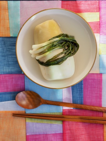 Korean food dongchimi, radish water kimchiの写真素材