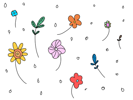 Numerous red flowers background and Leafのイラスト素材