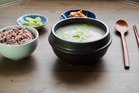 Korean food beef leg bone soupの写真素材