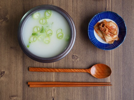 Korean food beef leg bone soupの写真素材