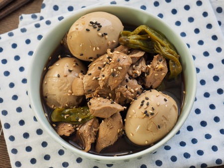 Asian food Chicken egg soy sauce Braisedの写真素材