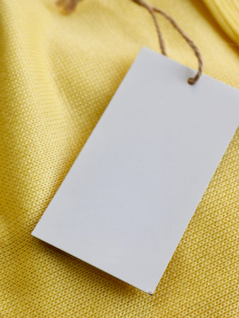 Yellow spring sweater and clothing labelの写真素材