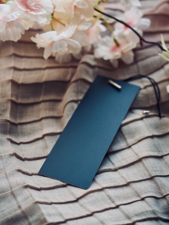 Clothing labels and Cherry Blossomの写真素材